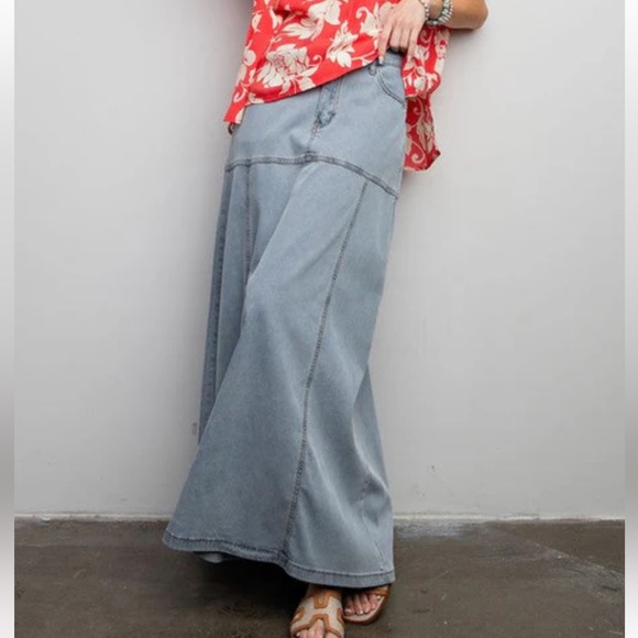NEW WASHED DENIM MAXI SKIRT MUST HAVE - Picture 6 of 8